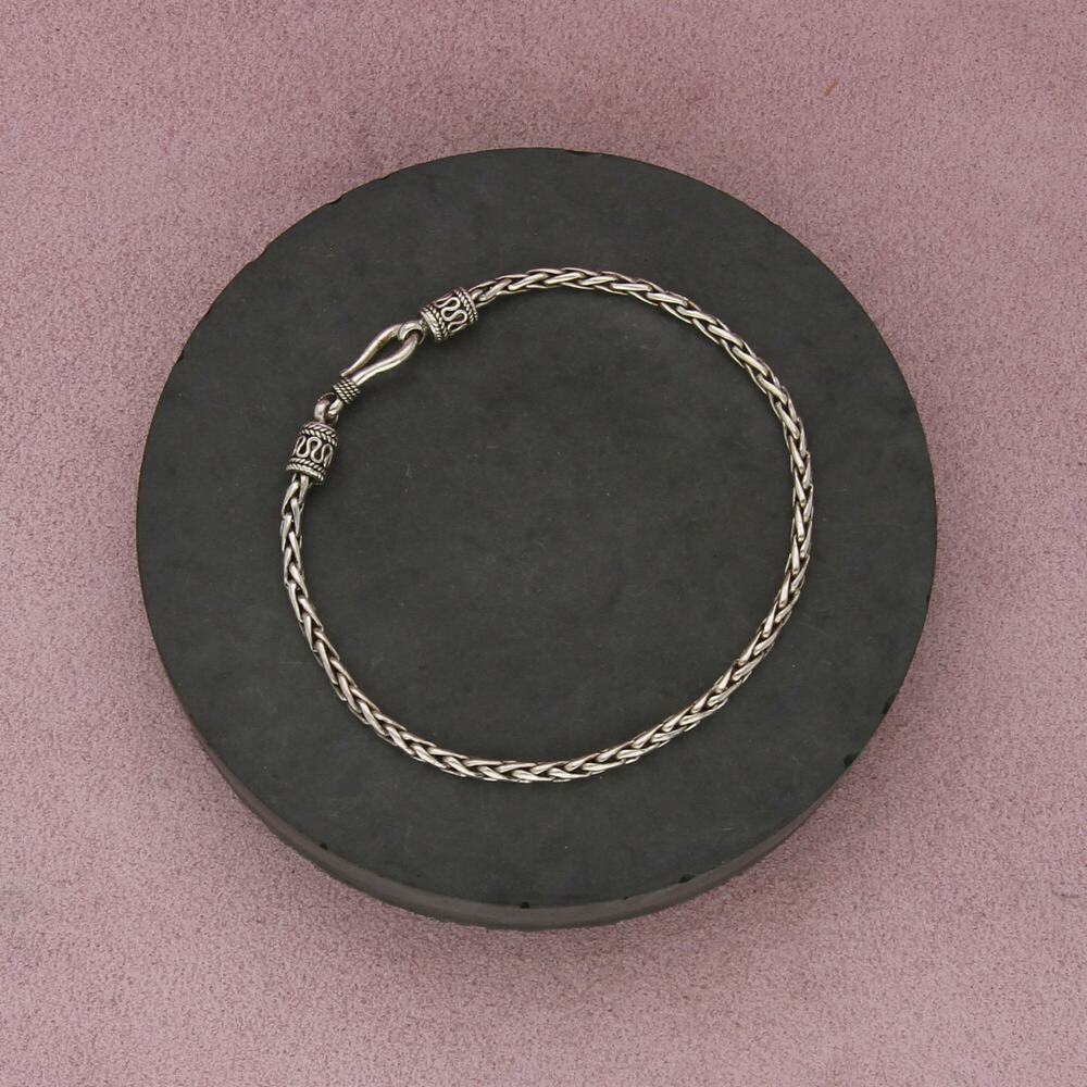 sterling silver bali 3mm foxtail chain bracelet size 8in